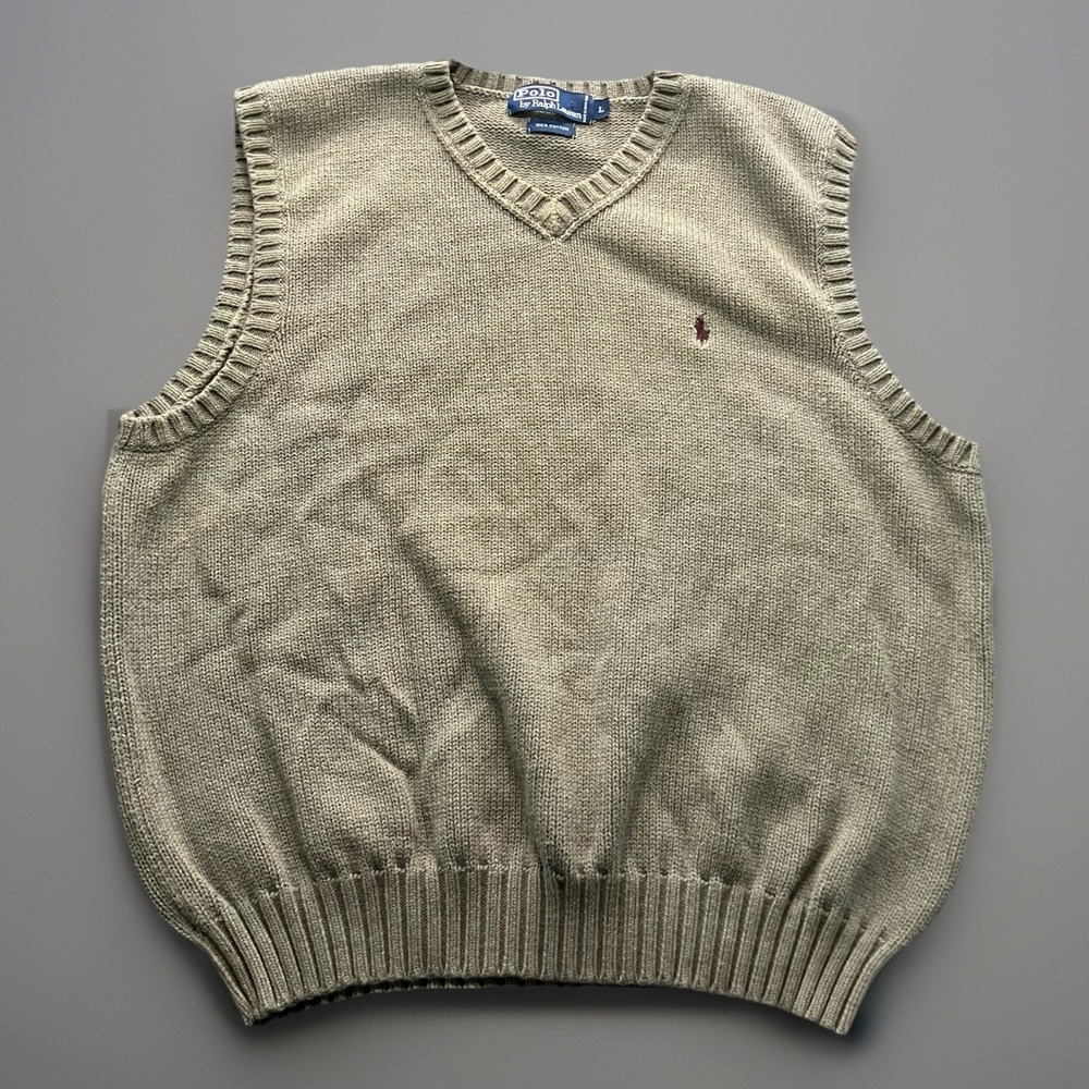 Vintage 90s Polo Ralph Lauren Sweater Vest Men's L 100% Cotton Preppy